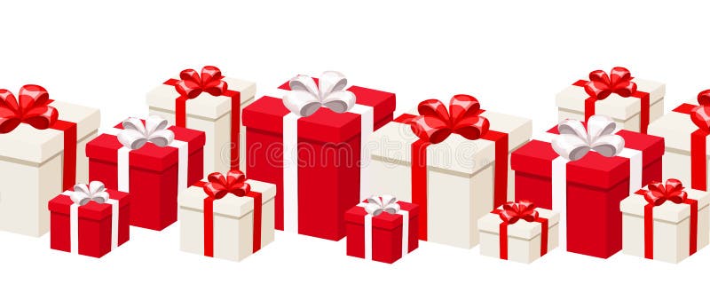 Fondo inconsútil horizontal con las cajas de regalo blancas y rojas Ilustración del vector ilustración del vector Fondo inconsútil horizontal con las cajas de regalo blancas y rojas Ilustración del vector ilustración del vector
