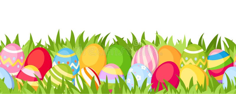 Fondo inconsútil horizontal con los huevos de Pascua coloridos Ilustración del vector libre illustration