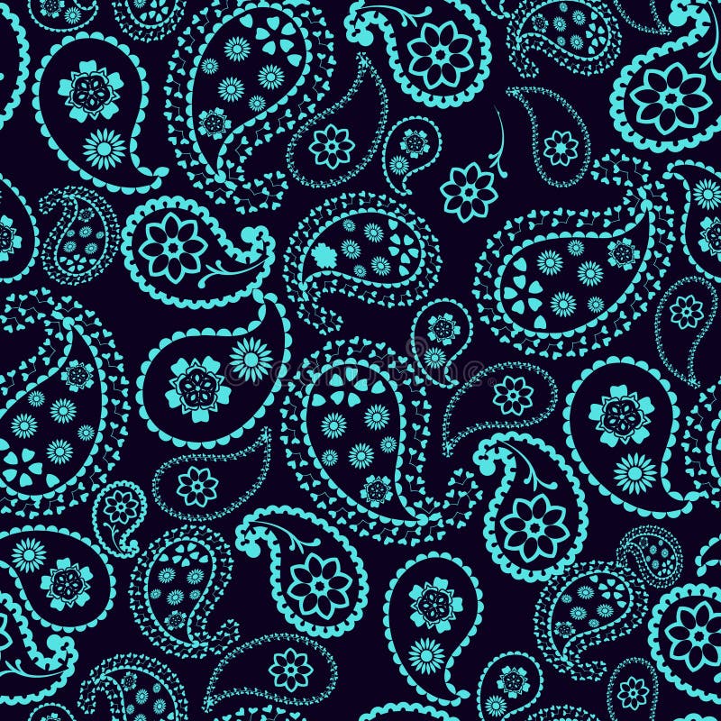 Fondo inconsútil romántico con Paisley azul stock de ilustración Fondo inconsútil romántico con Paisley azul stock de ilustración