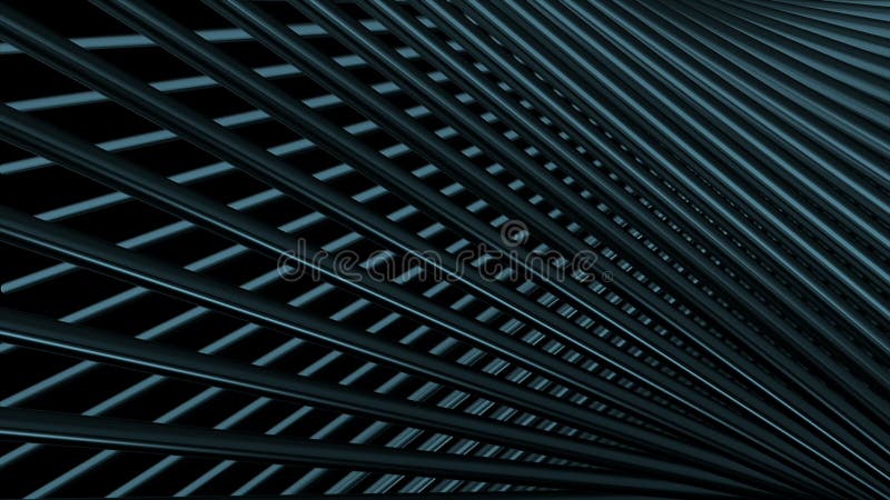 Fondo industrial abstracto con rejilla metálica doblada de bucle ininterrumpido. movimiento. tubo de hierro o metal cruzado azul c stock de ilustración