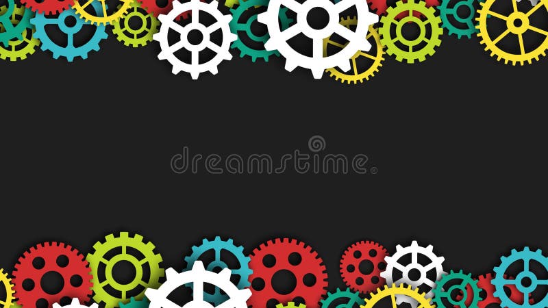 Fondo industrial abstracto de las ruedas cognitivas coloridas. concepto de tecnología informática para la industria y las finanzas stock de ilustración