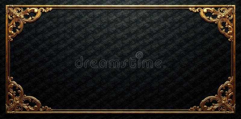 Fondo lacado negro con intrincados acentos de lámina de oro de filigree brillantes de oro lacado de filigre ilustración del vector