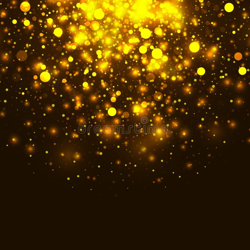 Fondo leggero d'ardore di scintillio dell'oro di vettore La magia di Natale accende il fondo illustrazione di stock Fondo leggero d'ardore di scintillio dell'oro di vettore La magia di Natale accende il fondo illustrazione di stock