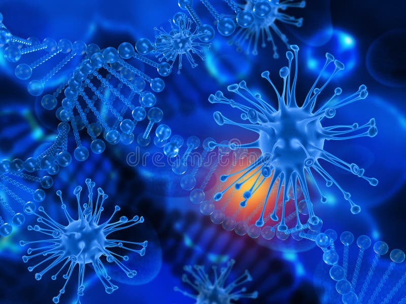 fondo medico 3D con i chiari fili del DNA e cellule del virus royalty illustrazione gratis fondo medico 3D con i chiari fili del DNA e cellule del virus royalty illustrazione gratis