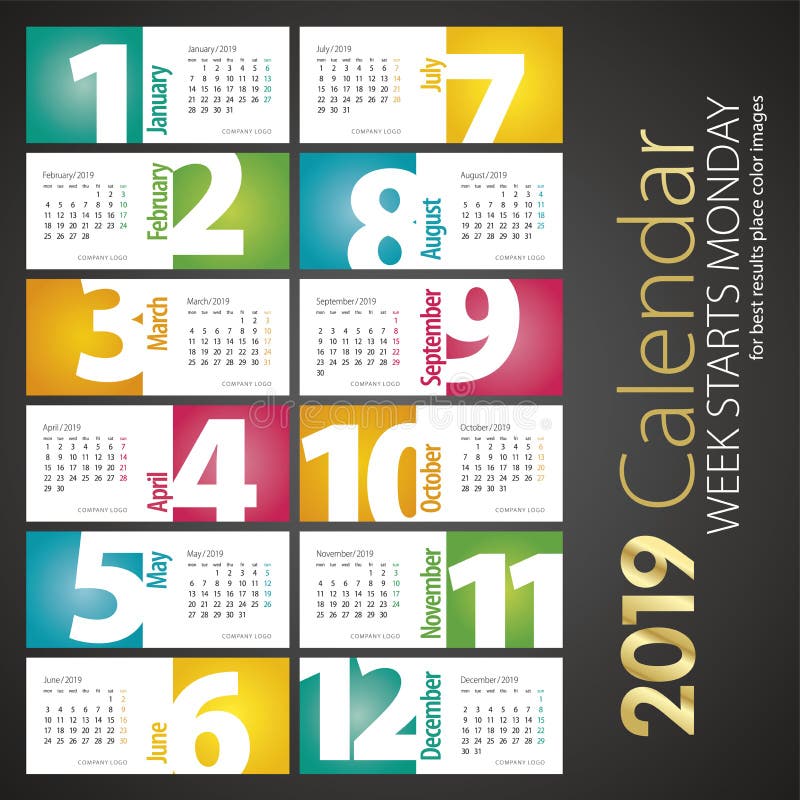 Fondo mensile del paesaggio del nuovo calendario da scrivania 2019 royalty illustrazione gratis Fondo mensile del paesaggio del nuovo calendario da scrivania 2019 royalty illustrazione gratis
