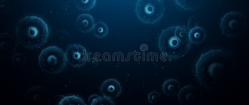 Fondo microscopio a microscopio di cellule umane o cellule staminali embrionali a microtelaio di poli. illustrazione vettoriale royalty illustrazione gratis