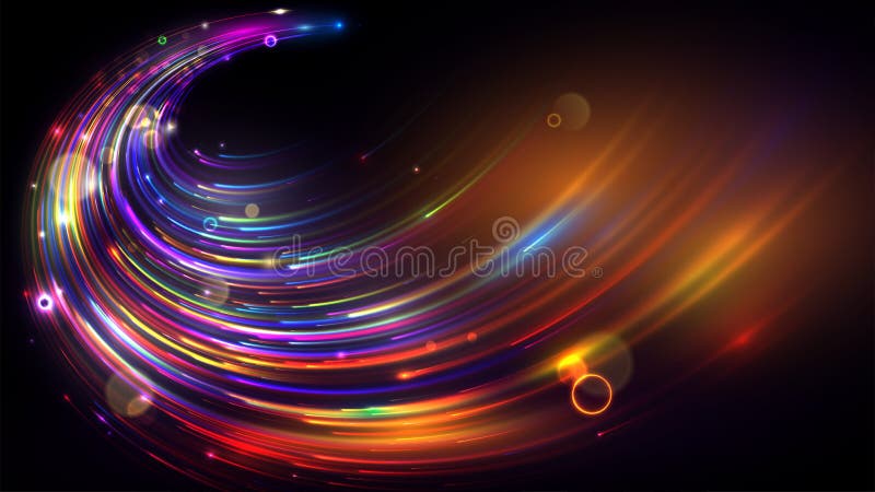 Fondo oscuro abstracto con estrellas coloridas en caída libre illustration