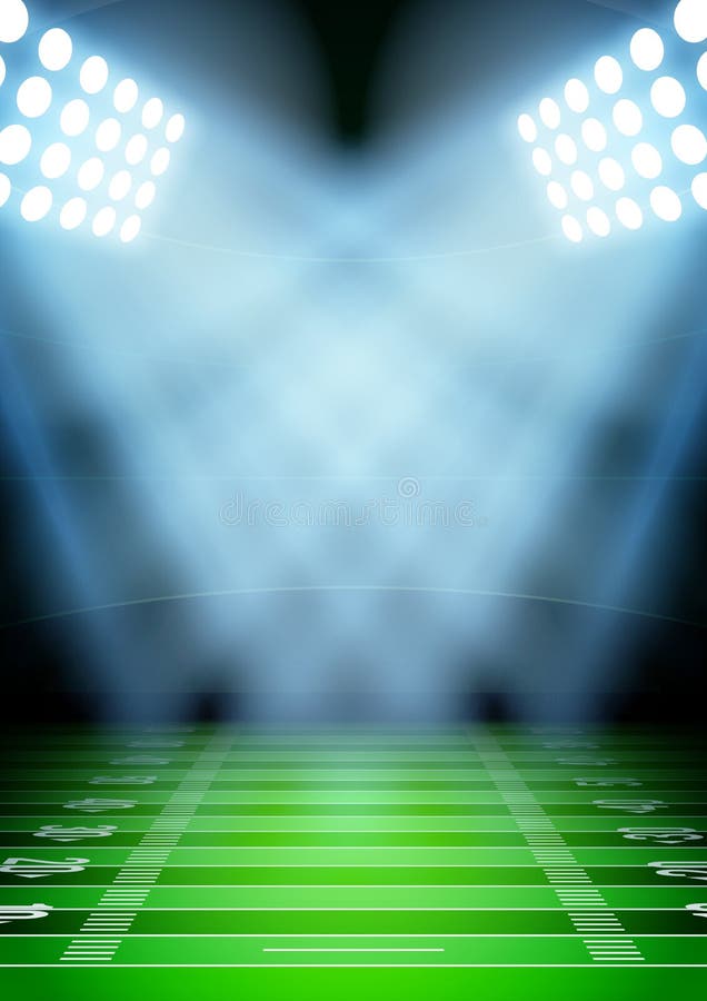 Fondo per lo stadio di football americano di notte dei manifesti dentro illustrazione di stock