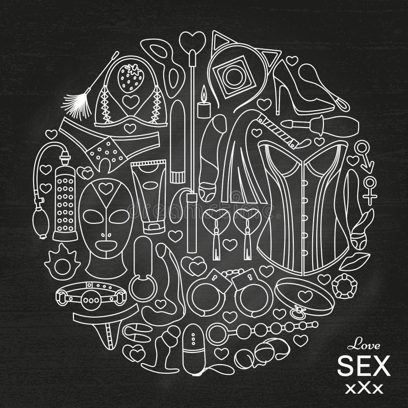 Fondo redondo hecho de los juguetes del sexo ilustración del vector Fondo redondo hecho de los juguetes del sexo ilustración del vector