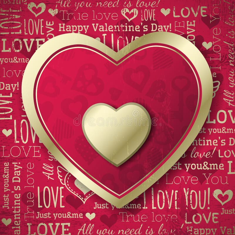Fondo rojo con el corazón de la tarjeta del día de San Valentín y el te de los deseos ilustración del vector Fondo rojo con el corazón de la tarjeta del día de San Valentín y el te de los deseos ilustración del vector