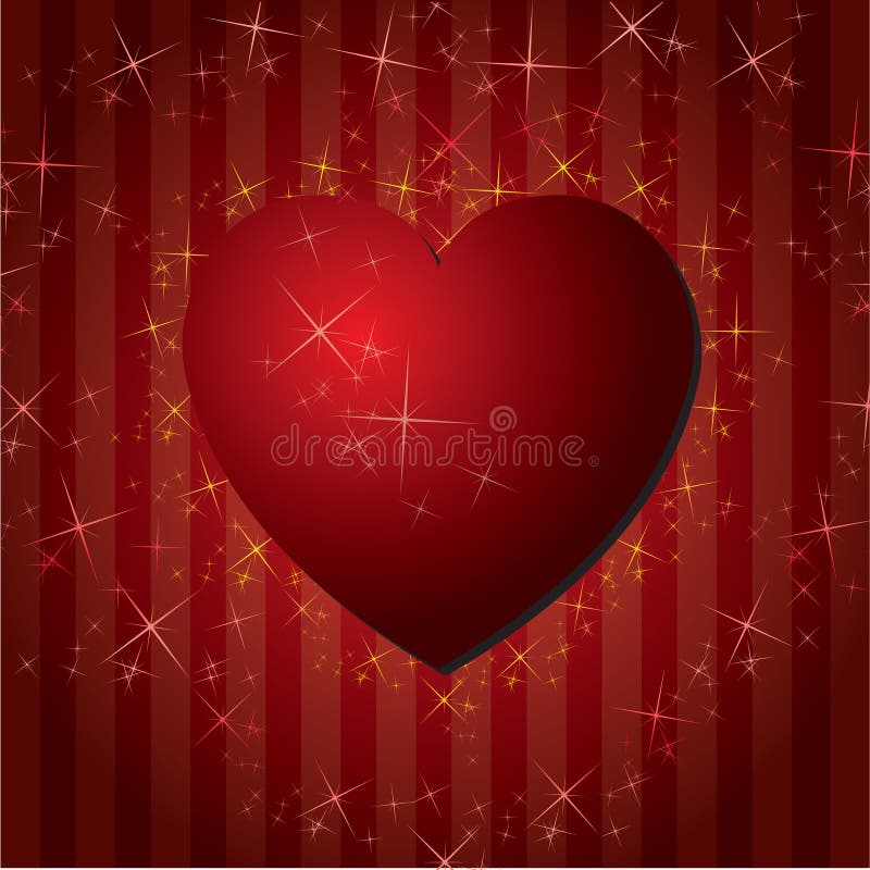 Fondo rojo de día de tarjetas del día de San Valentín de los corazones con las estrellas ilustración del vector Fondo rojo de día de tarjetas del día de San Valentín de los corazones con las estrellas ilustración del vector