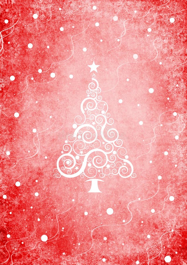 Fondo rojo de la Navidad con el árbol de navidad