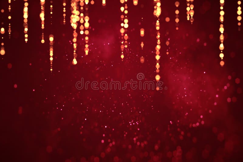 Fondo rojo de la pendiente abstracta de la Navidad con el bokeh y la tira de oro, evento del día de fiesta del amor del día de Sa