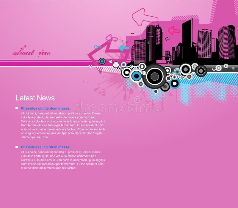 Fondo rosado con la ciudad y el lugar para su texto stock de ilustración Fondo rosado con la ciudad y el lugar para su texto stock de ilustración