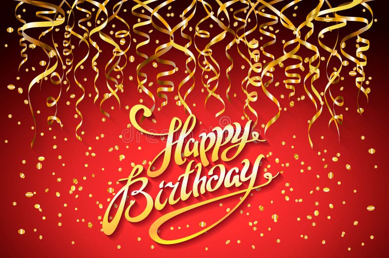 Fondo rosso del partito di vettore Progettazione di celebrazione di buon compleanno, elementi dei coriandoli dell'oro di vettore, illustrazione vettoriale Fondo rosso del partito di vettore Progettazione di celebrazione di buon compleanno, elementi dei coriandoli dell'oro di vettore, illustrazione vettoriale