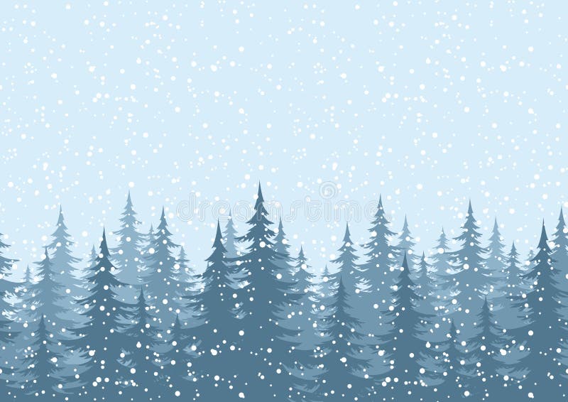 Fondo senza cuciture, alberi di Natale con neve