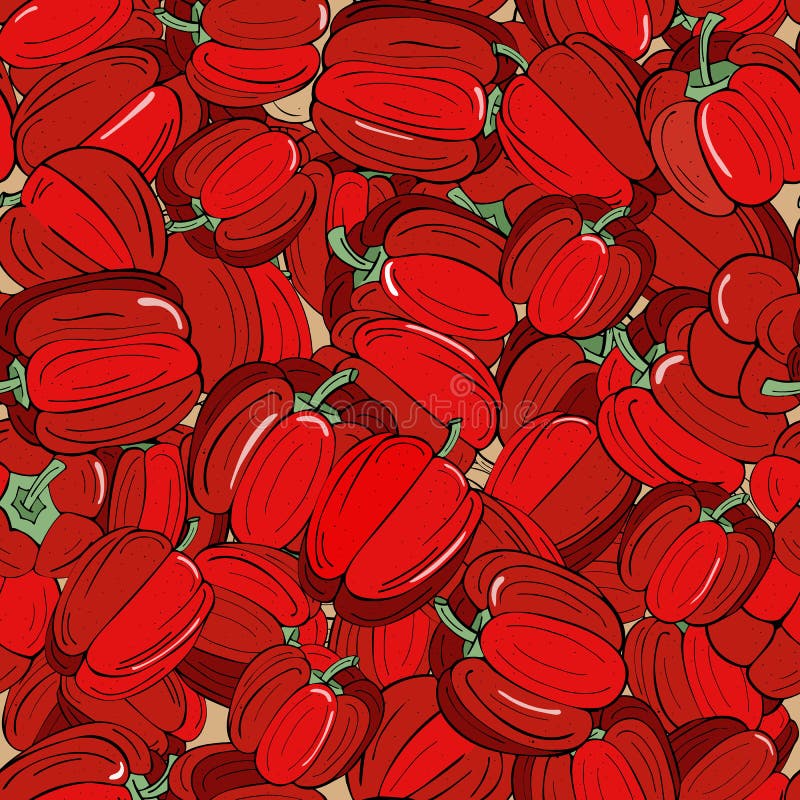 Fondo senza cuciture di paprica rossa matura con i ramoscelli verdi royalty illustrazione gratis Fondo senza cuciture di paprica rossa matura con i ramoscelli verdi royalty illustrazione gratis
