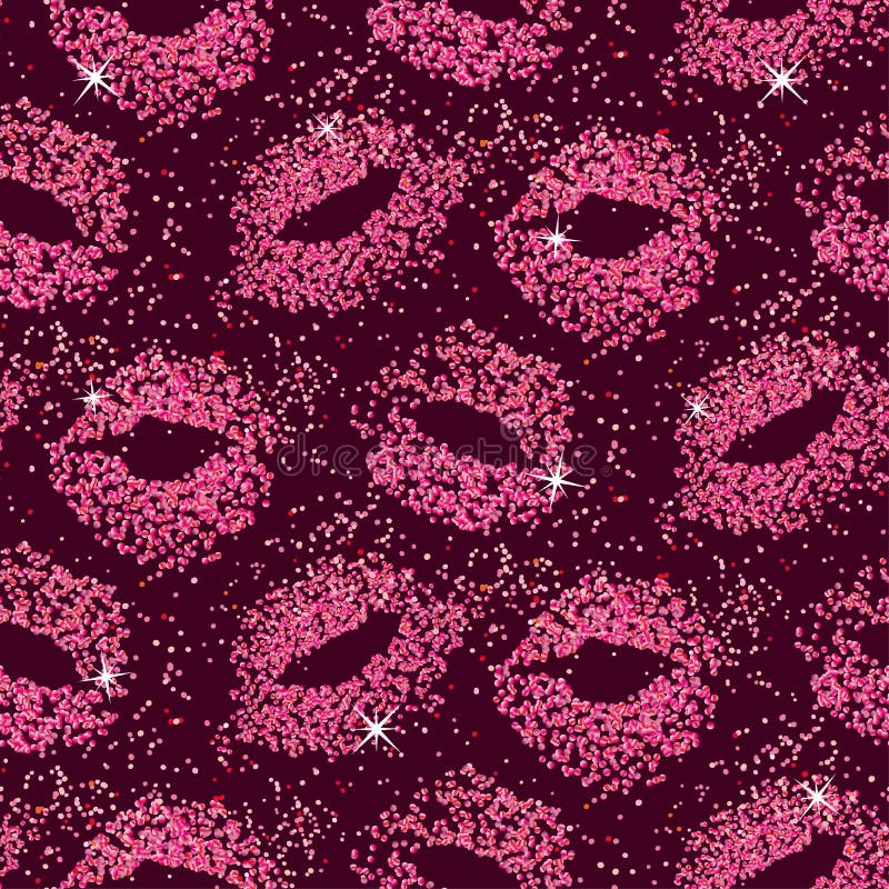 Fondo senza cuciture di scintillio di bacio del rossetto Struttura rosa delle particelle, effetto brillante di fascino royalty illustrazione gratis Fondo senza cuciture di scintillio di bacio del rossetto Struttura rosa delle particelle, effetto brillante di fascino royalty illustrazione gratis