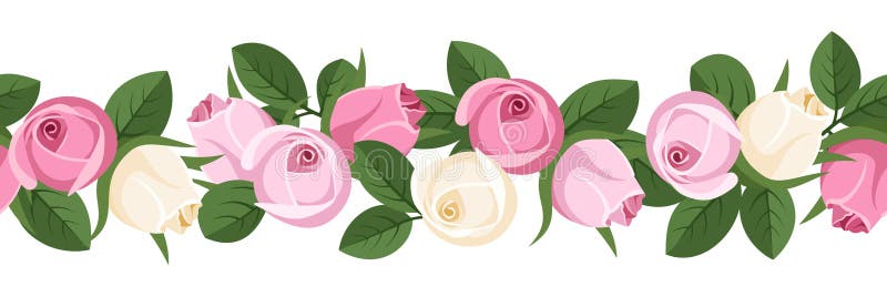 Fondo senza cuciture orizzontale con i germogli rosa. illustrazione vettoriale Fondo senza cuciture orizzontale con i germogli rosa. illustrazione vettoriale