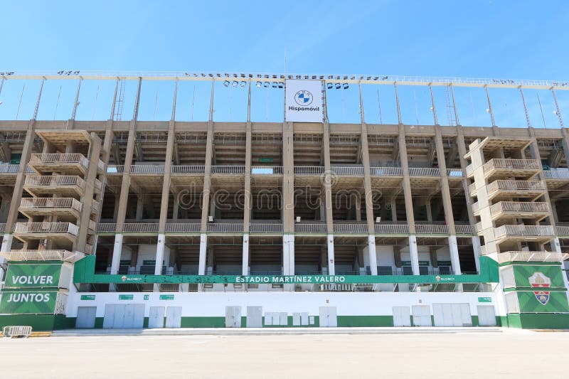 Elche, Alicante, Spain, May 3, 2024: South background of the Martinez Valero stadium of Elche football club. Elche, Alicante, Spain. Elche, Alicante, Spain, May 3, 2024: South background of the Martinez Valero stadium of Elche football club. Elche, Alicante, Spain