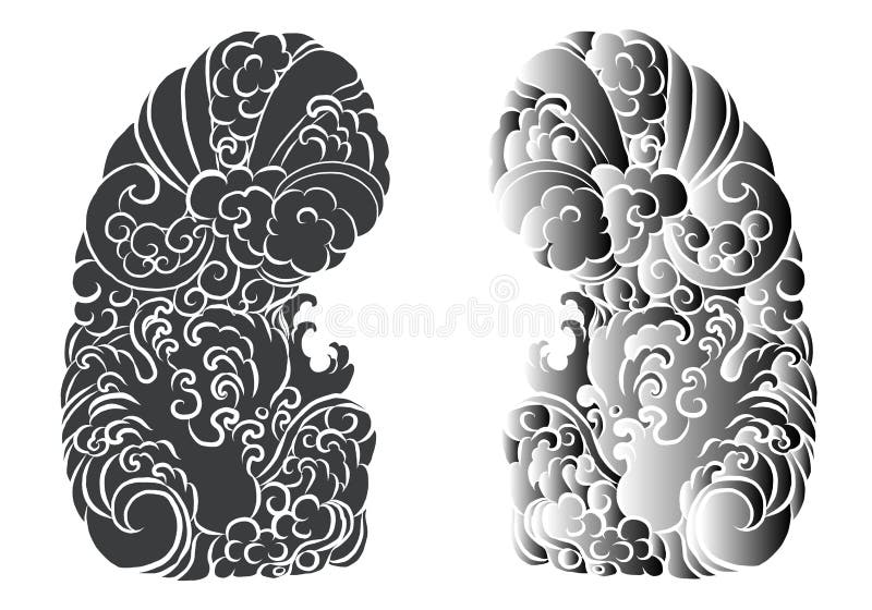 Fondo Tradicional Japonés De Tatuajes Para El Diseño De Tatuajes. Ilustración del Vector - Ilustración de hoja, tarjeta: 175131451