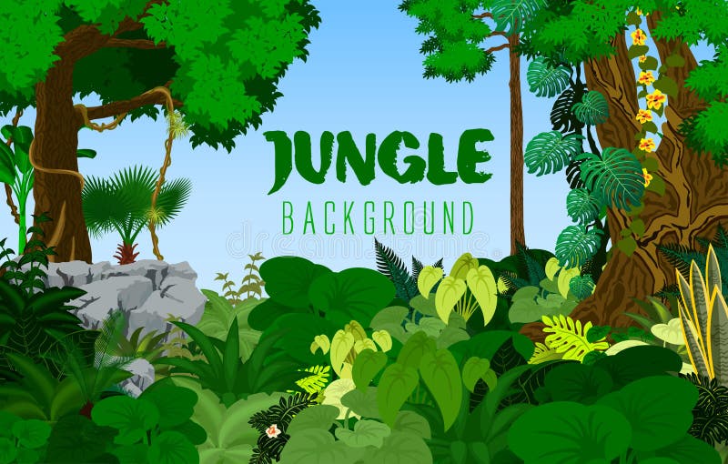 Fondo tropicale della foresta pluviale della giungla Illustrazione di vettore royalty illustrazione gratis
