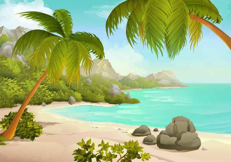 Fondo tropicale di vettore della spiaggia illustrazione vettoriale Fondo tropicale di vettore della spiaggia illustrazione vettoriale