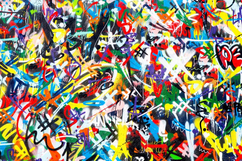 Fondo variopinto astratto della parete dei graffiti fotografia stock