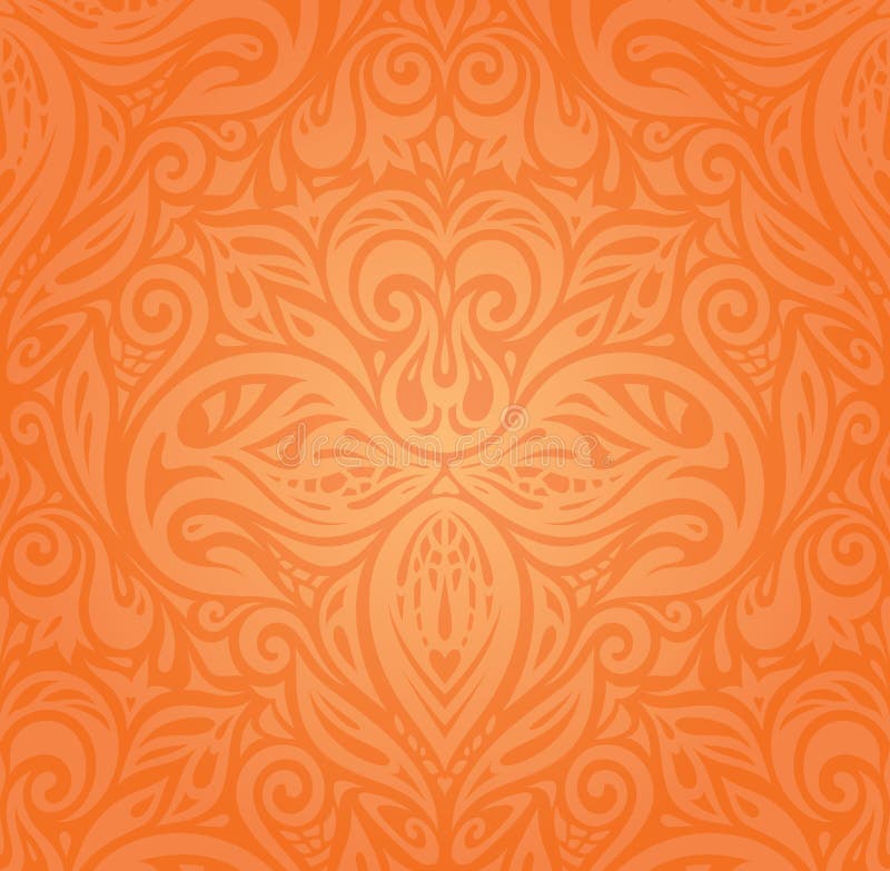 Fondo variopinto della carta da parati di retro stile arancio floreale nello stile d'avanguardia dell'annata di modo illustrazione vettoriale Fondo variopinto della carta da parati di retro stile arancio floreale nello stile d'avanguardia dell'annata di modo illustrazione vettoriale