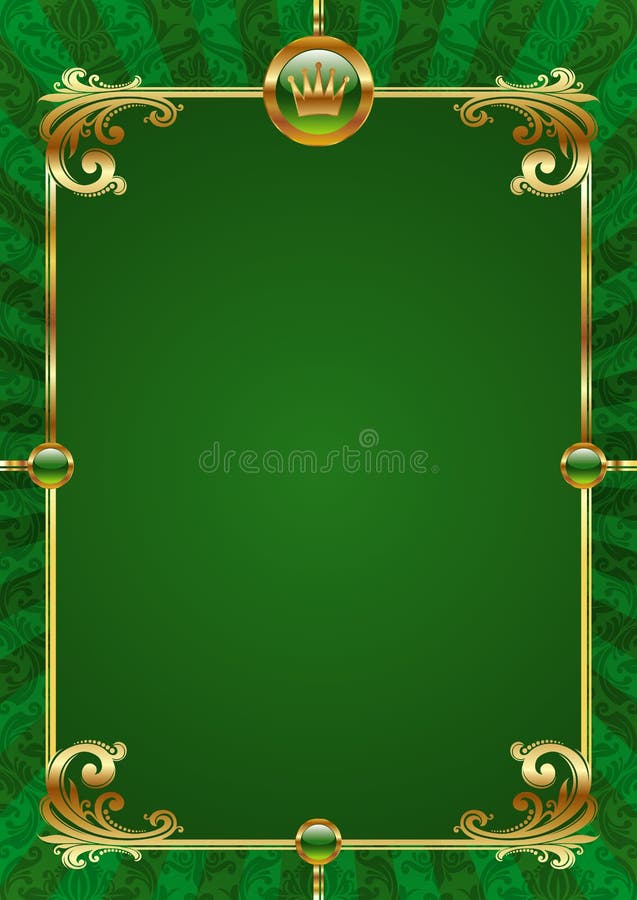 Fondo verde con el marco de lujo de oro ilustración del vector Fondo verde con el marco de lujo de oro ilustración del vector
