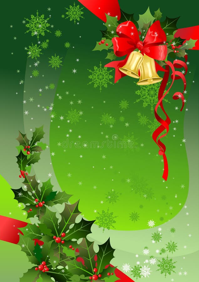 Fondo verde de la Navidad con acebo ilustración del vector