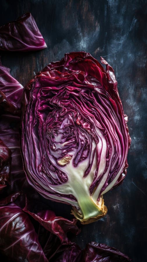 Fondo vertical vegetal fresco de radicchio orgánico. ilustración del vector