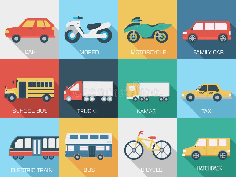Fondos determinados del icono del concepto de los coches planos ilustración del vector Fondos determinados del icono del concepto de los coches planos ilustración del vector