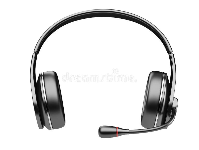 Fones de ouvido modernos pretos com microfone ilustração stock Fones de ouvido modernos pretos com microfone ilustração stock