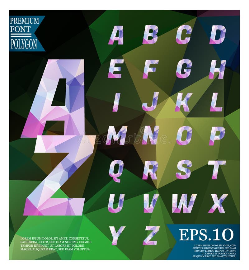 Font lowpoly on abstract background low poly textured triangle stock illustration