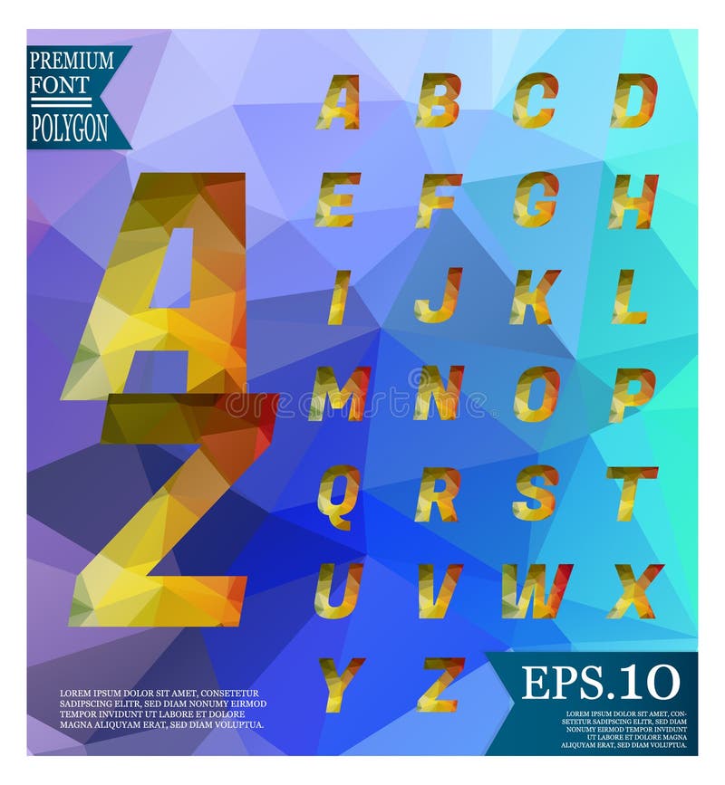 Font lowpoly on abstract background low poly textured triangle s vector illustration