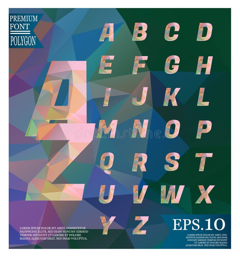 Font lowpoly on abstract background low poly textured triangle s vector illustration
