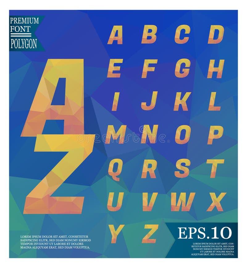 Font lowpoly on abstract background low poly textured triangle s stock illustration