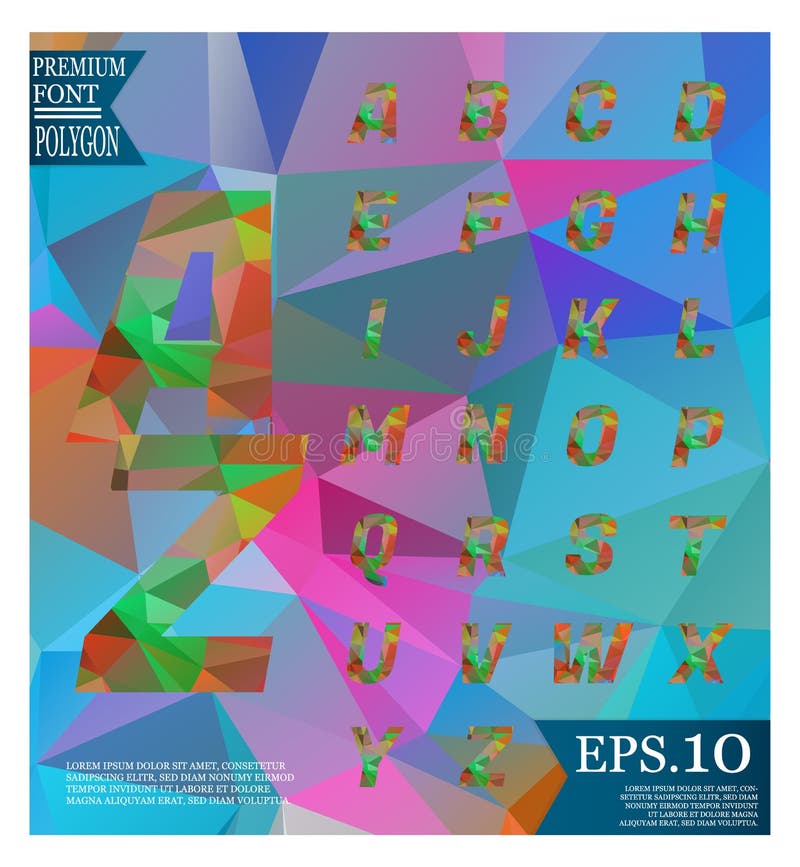 Font lowpoly on abstract background low poly textured triangle s stock illustration