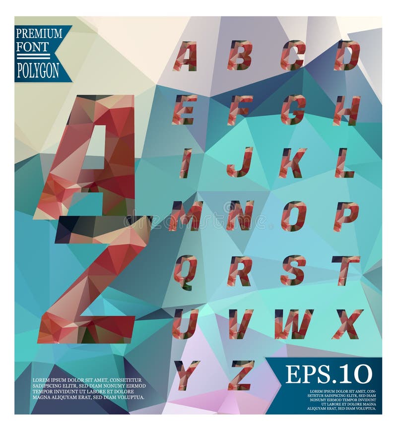 Font lowpoly on abstract background low poly textured triangle s vector illustration