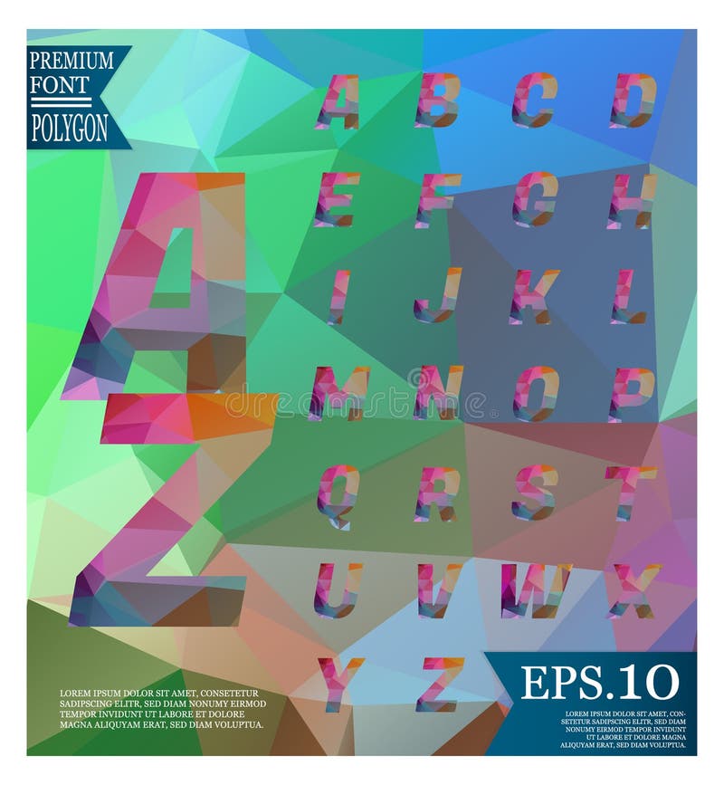 Font lowpoly on abstract background low poly textured triangle s vector illustration
