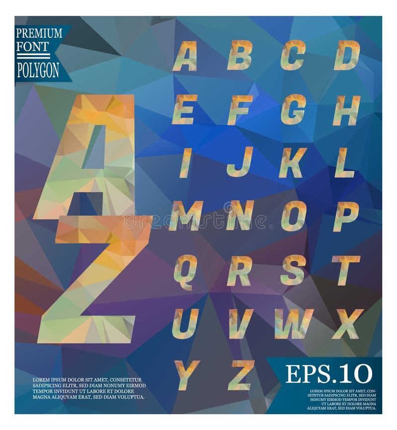 Font lowpoly on abstract background low poly textured triangle shapes in random pattern design