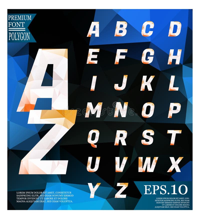 Font lowpoly on abstract background low poly textured triangle s vector illustration