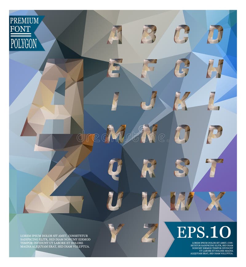 Font lowpoly on abstract background low poly textured triangle s vector illustration