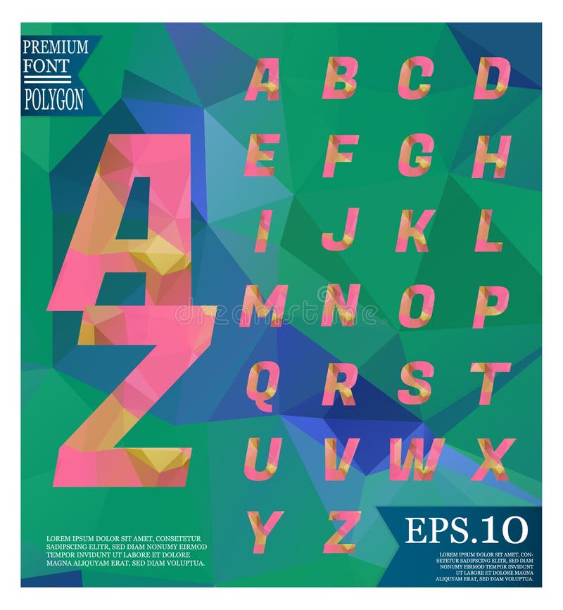 Font lowpoly on abstract background low poly textured triangle s vector illustration