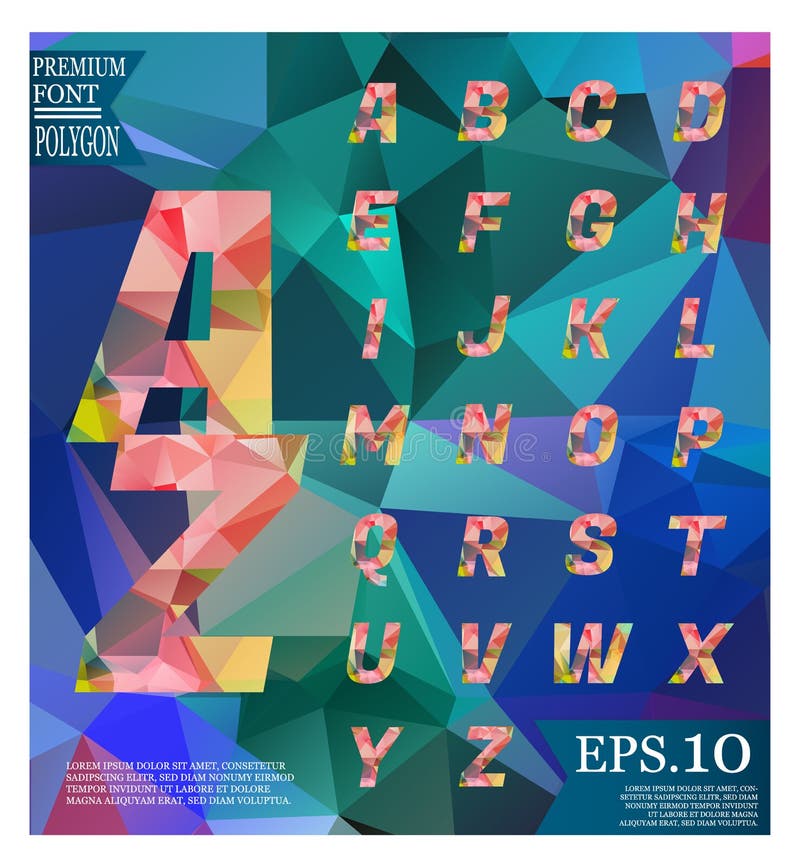 Font lowpoly on abstract background low poly textured triangle s stock illustration
