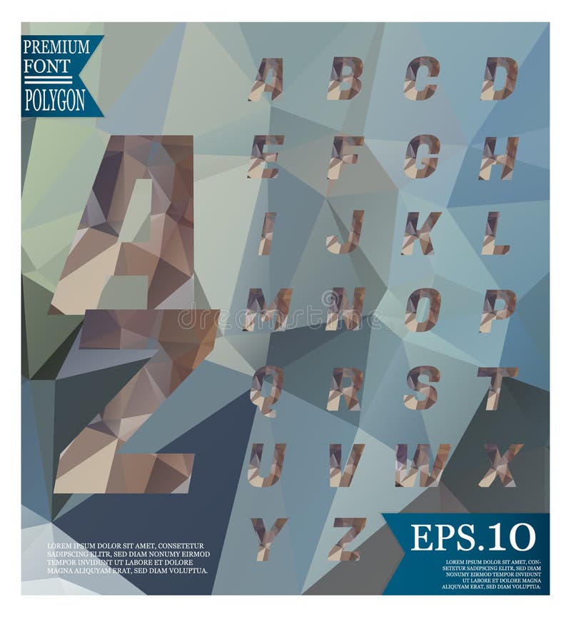 Font lowpoly on abstract background low poly textured triangle s stock illustration