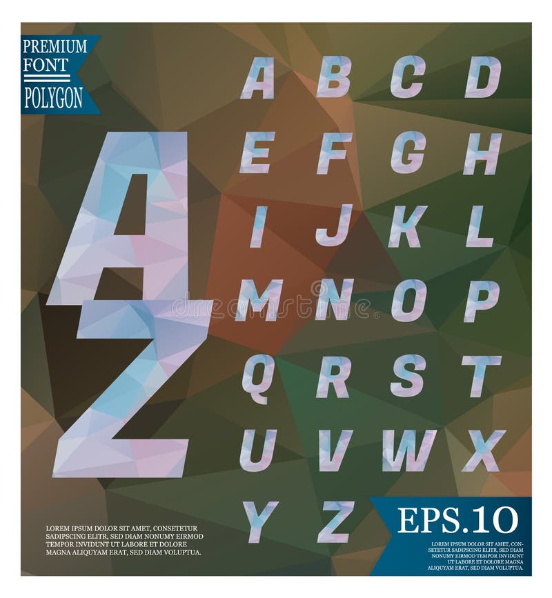 Font lowpoly on abstract background low poly textured triangle s stock illustration