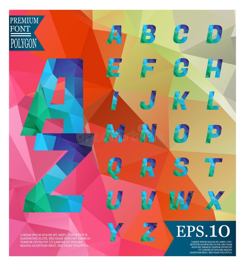Font lowpoly on abstract background low poly textured triangle s vector illustration