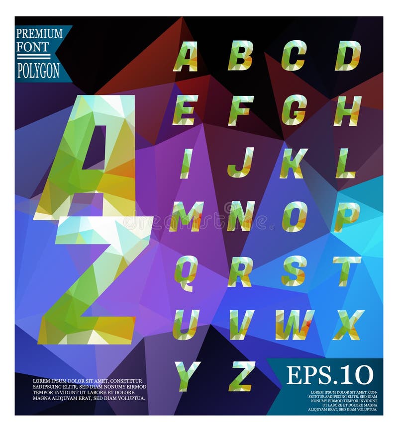 Font lowpoly on abstract background low poly textured triangle vector illustration